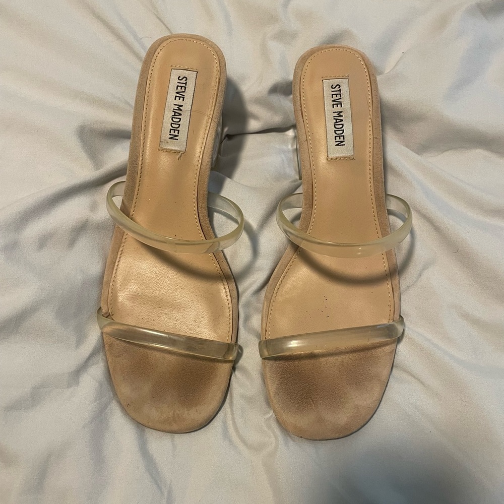 Steve Madden Nude and Clear Strap Sandals